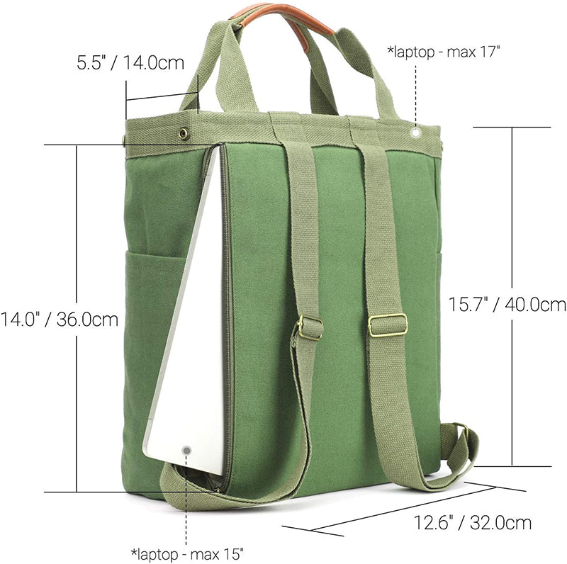 Canvas Business Laptop Backpack Casual Tote Bag