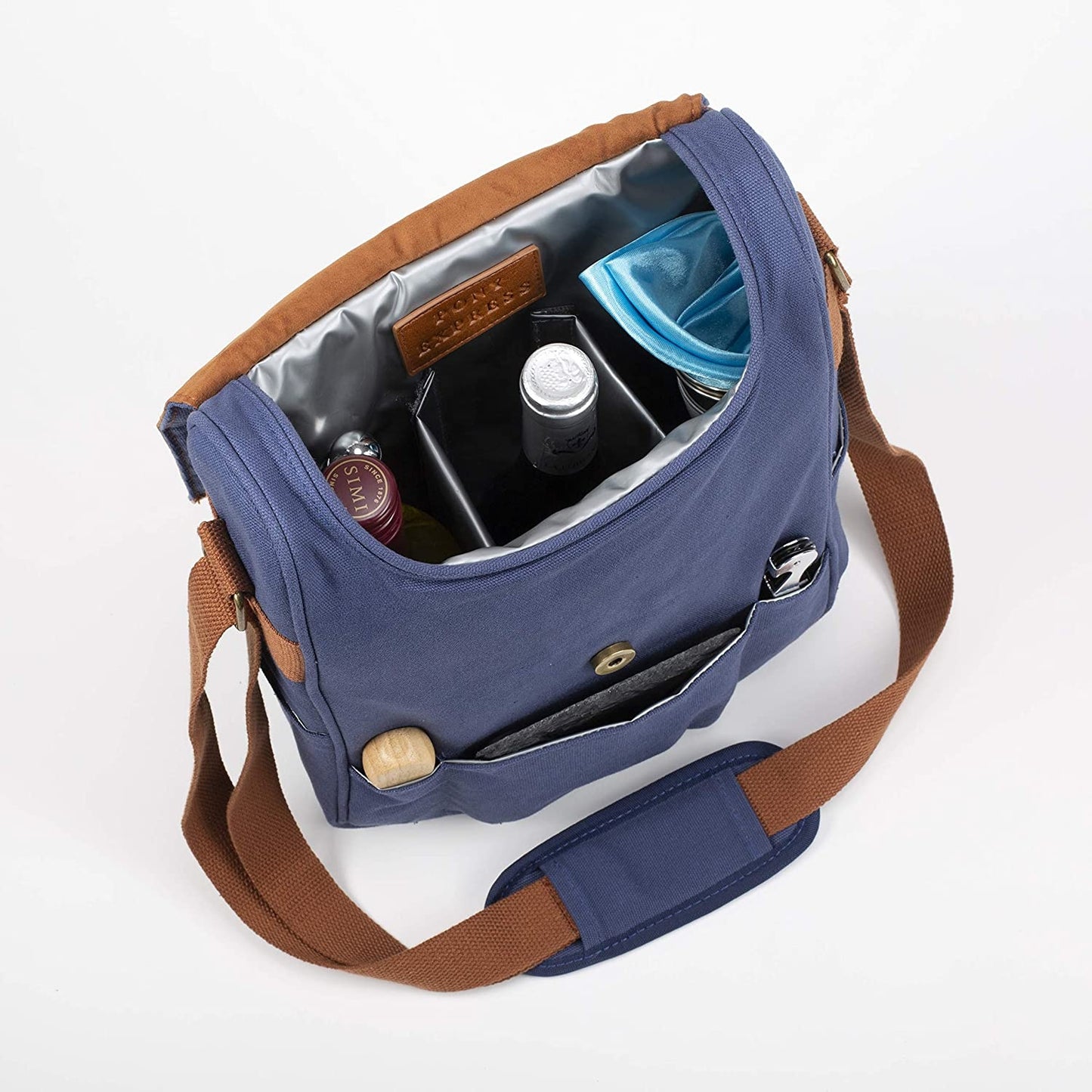 Canvas Wine Bottle Insulated Shoulder Bag With Cover