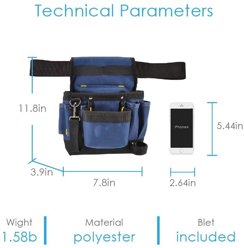7-Pockets Small Electrical Maintenance Tool Pouch Bag