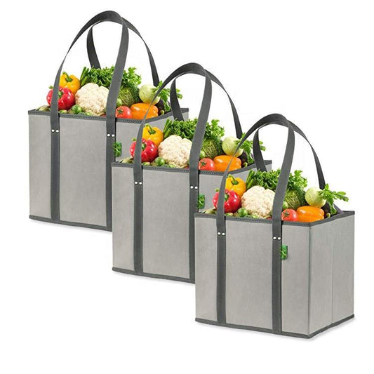 Collapsible Eco-friendly 3 Pack Reusable Shopping Bags