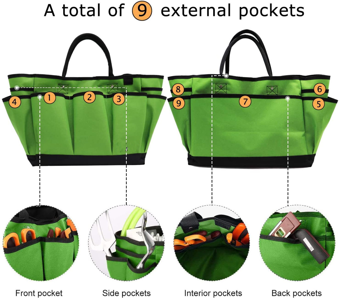 Reusable Garden Tote Large Tool Organizer Bag