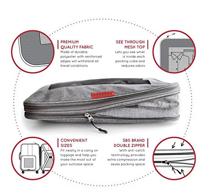 3 Sets Compression Packing Cubes Luggage Organizers