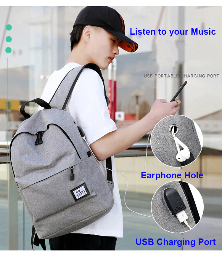 Waterproof College Laptop Backpack With Usb Charging Port