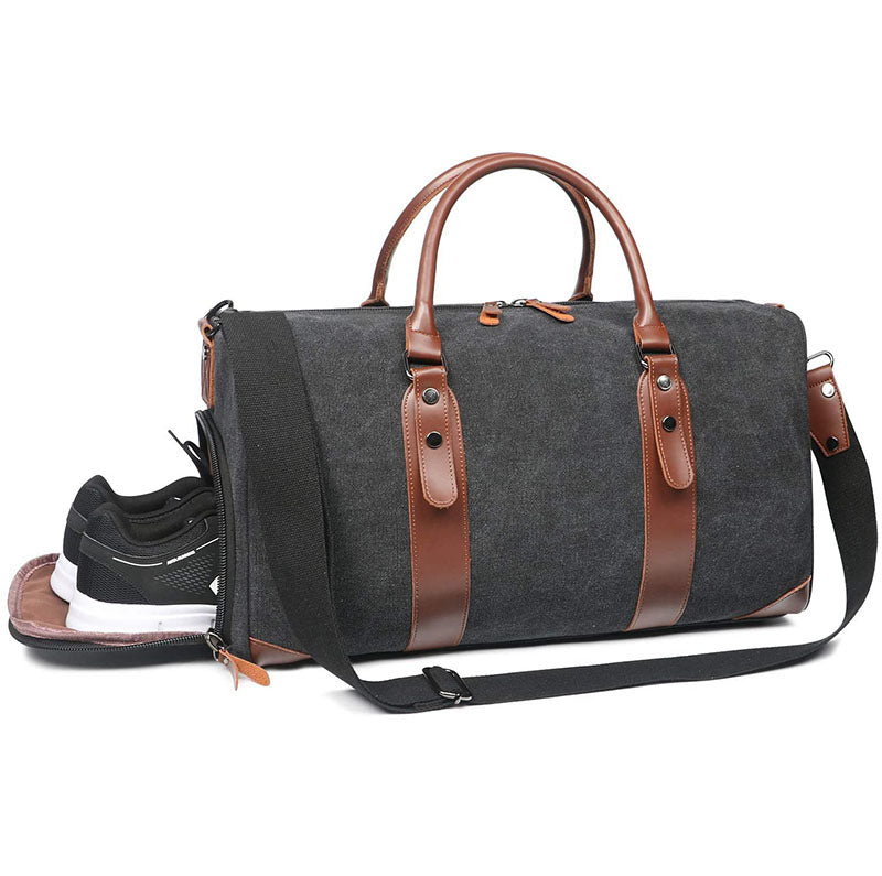 High Quality Canvas Leather Outdoor Sports Weekender Bag