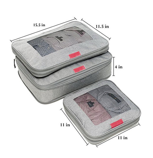 3 Sets Compression Packing Cubes Luggage Organizers
