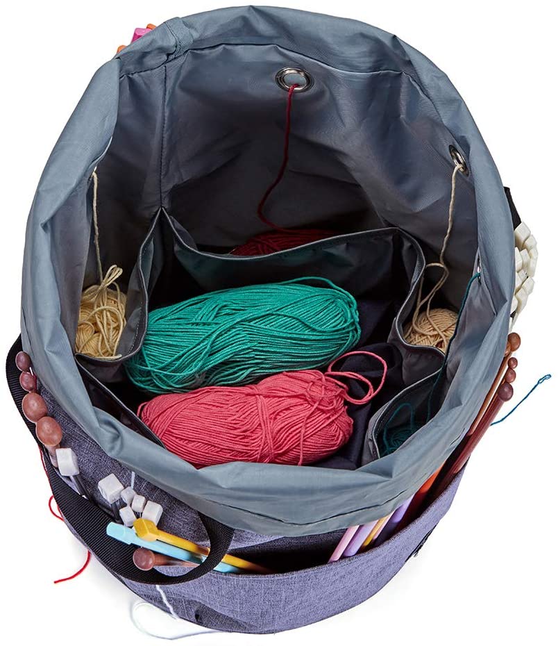 Storage Organizer Knitting Yarn Tote Bag With Drawstring Closure
