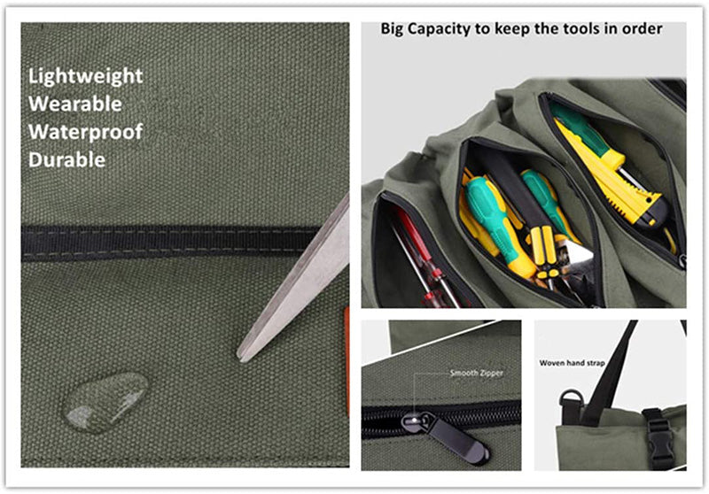 Canvas Roll Up Multi-purpose Tool Organizer Tote Bag
