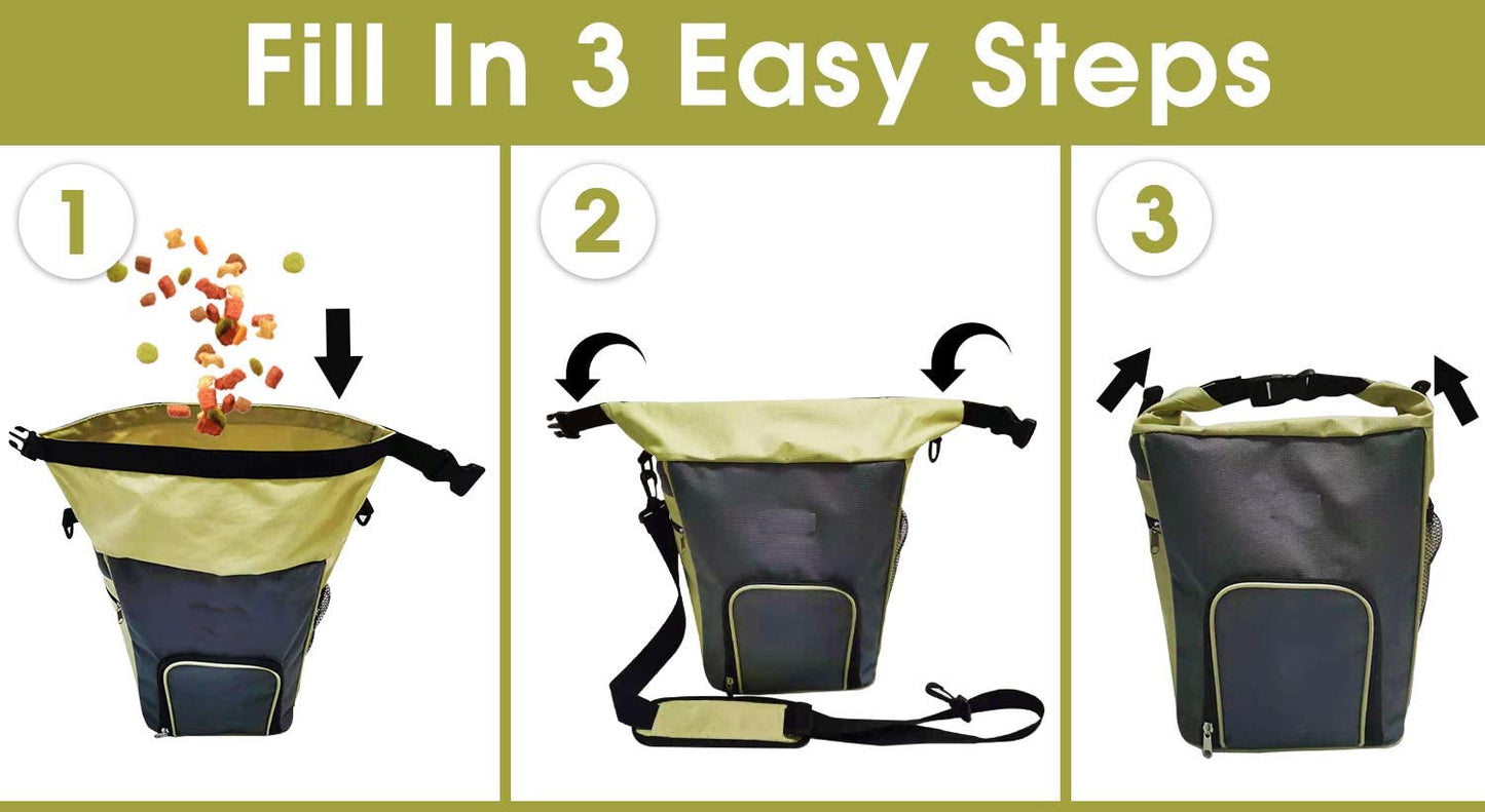 Pouring Spout and Shoulder Strap Pet Dog Food Travel Bag