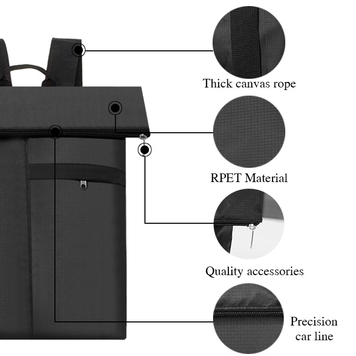 Lightweight Waterproof Fold Up Travel Roll Top Backpack