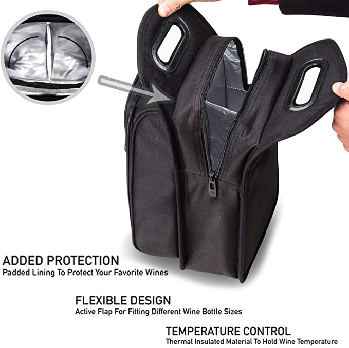 Insulated Wine Travel Cooler Bag With Handle