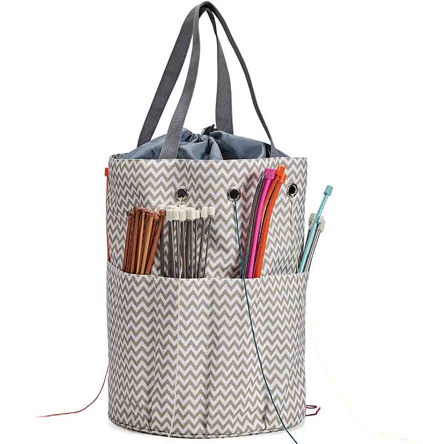 Storage Organizer Knitting Yarn Tote Bag With Drawstring Closure