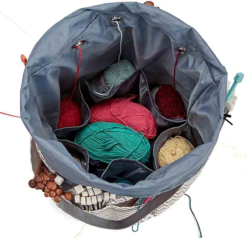 Storage Organizer Knitting Yarn Tote Bag With Drawstring Closure