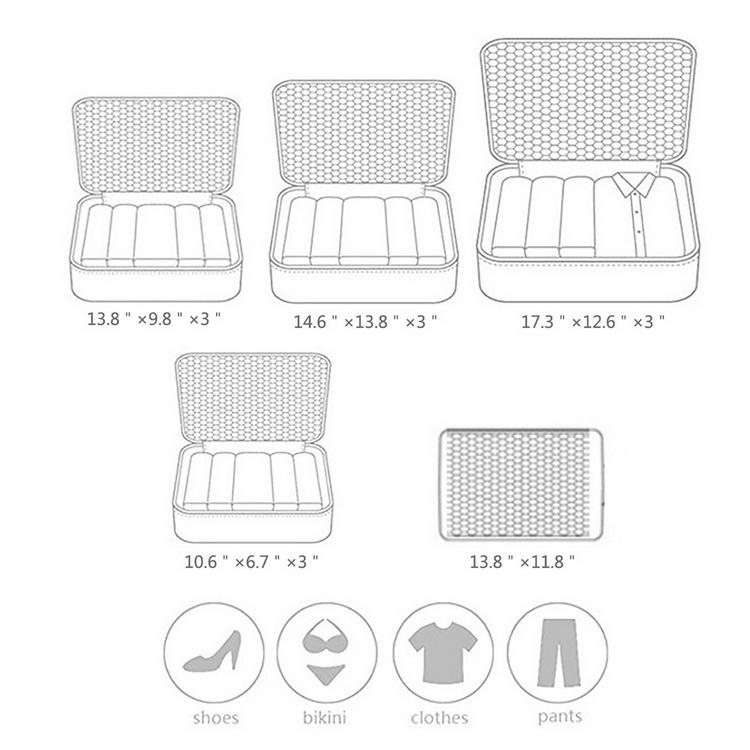5 Pieces Sets Travel Luggage Packing Organizers