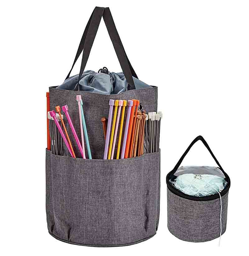 Storage Organizer Knitting Yarn Tote Bag With Drawstring Closure