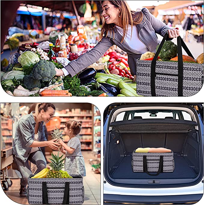 Collapsible Tote Bag with Handles Square Structured Tote Bag