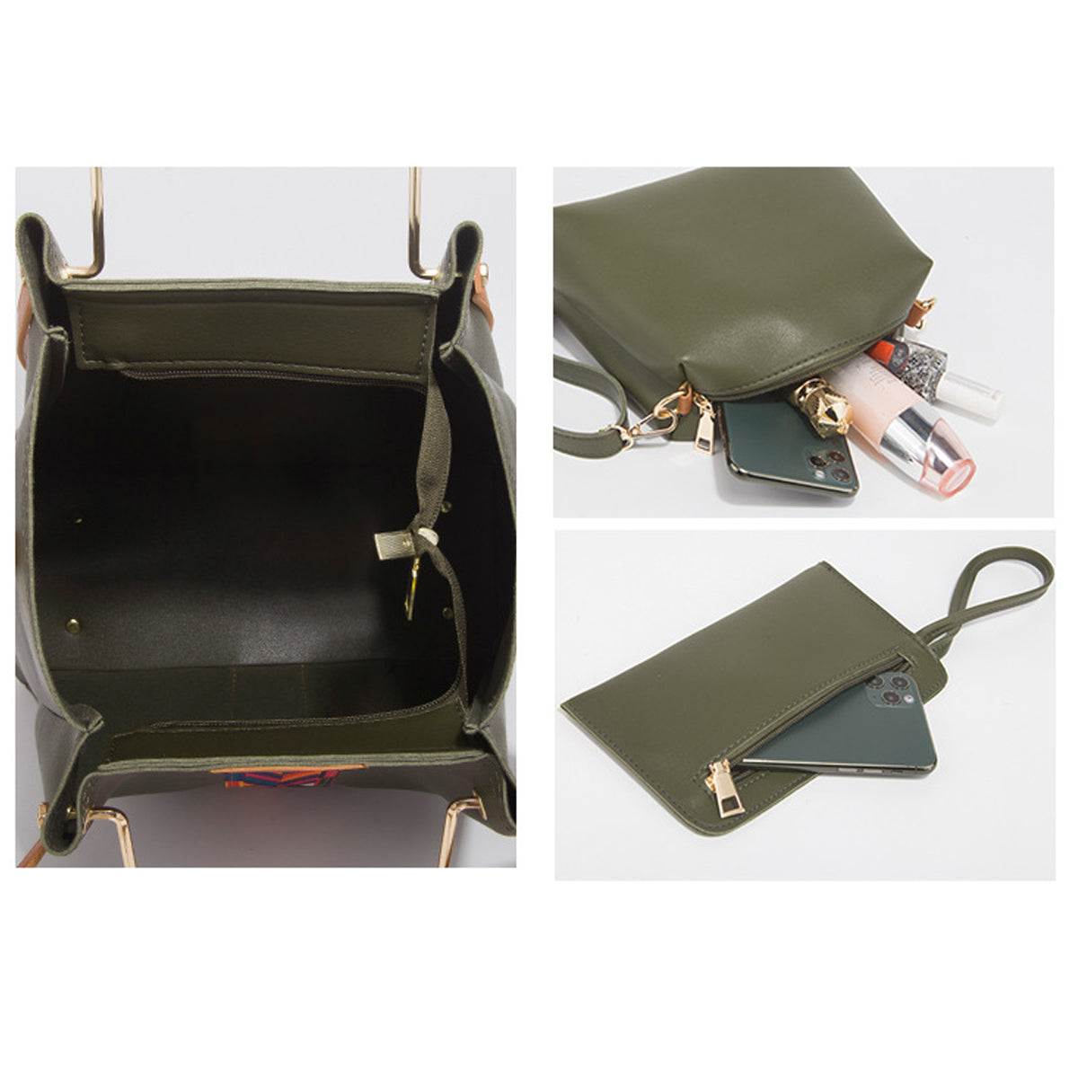4Pcs PU Clutch Retro Trend Ladies Bag Handbag