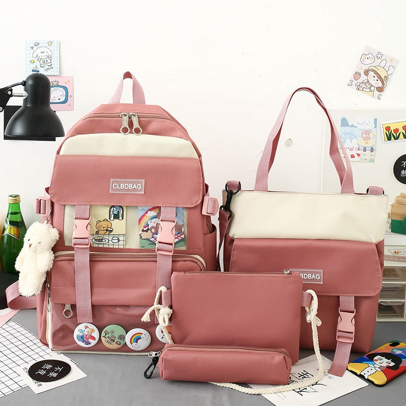 4 Pcs Rucksack Campus Student Schoolbag