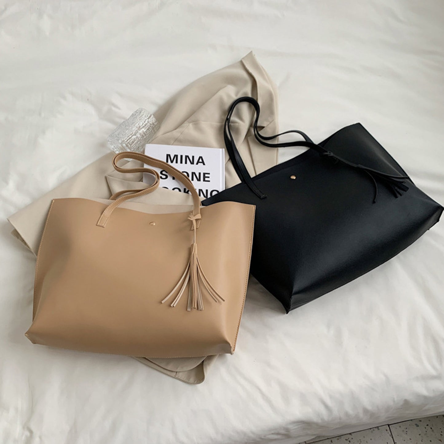 Women's Soft Faux Leather Tote Shoulder Bag