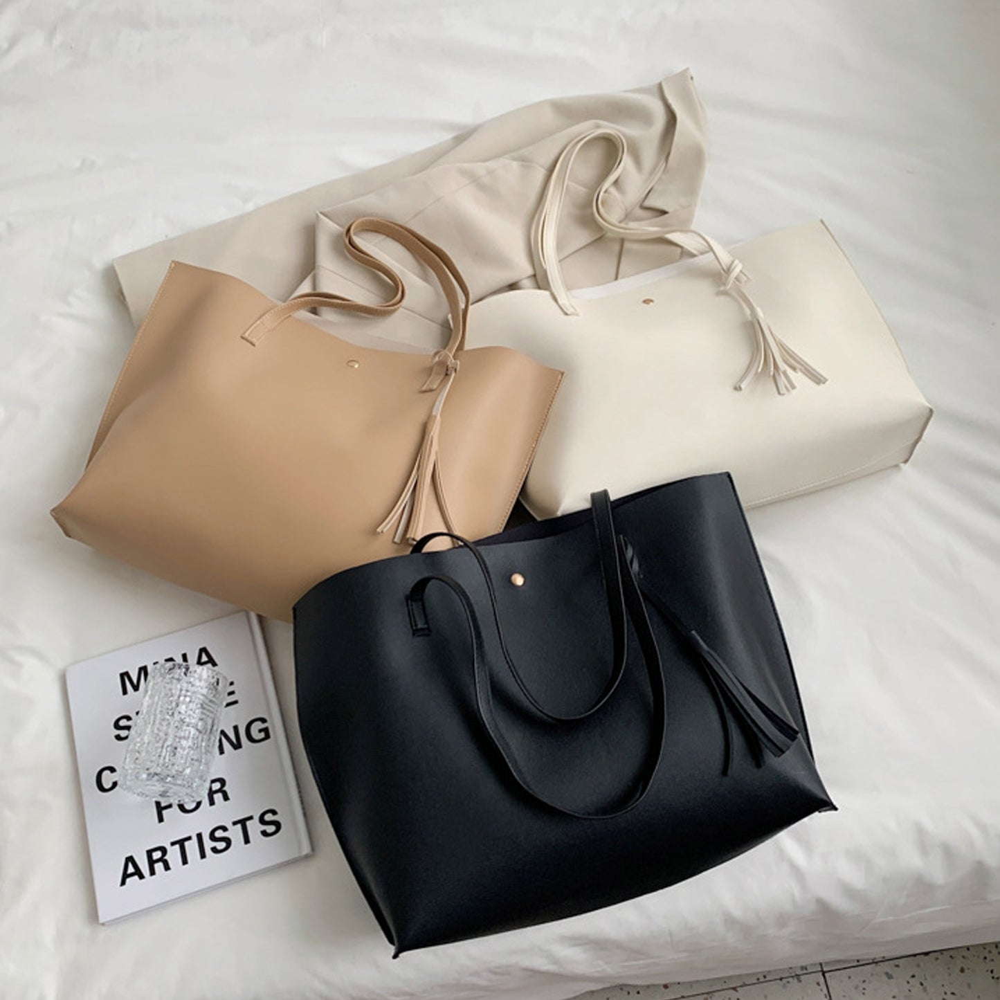 Women's Soft Faux Leather Tote Shoulder Bag