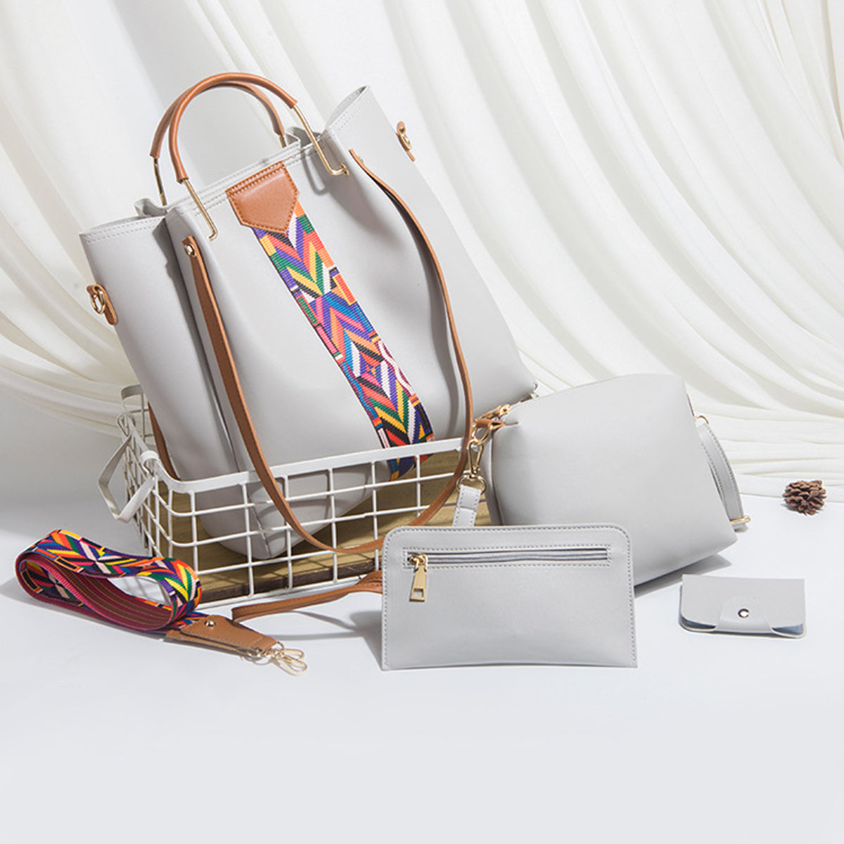4Pcs PU Clutch Retro Trend Ladies Bag Handbag