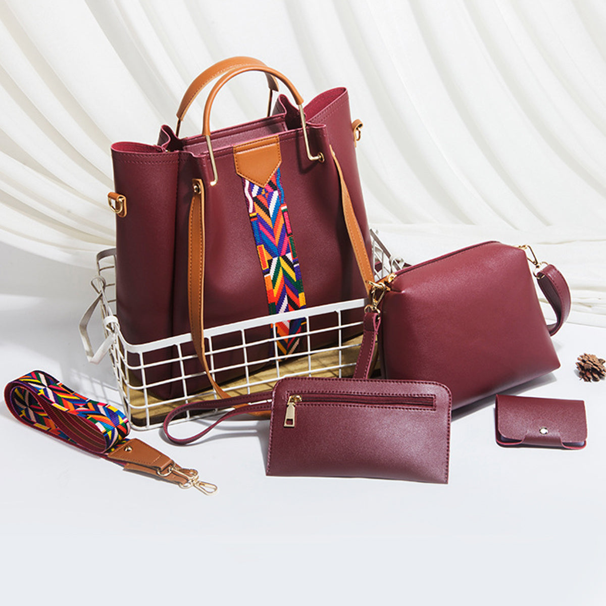 4Pcs PU Clutch Retro Trend Ladies Bag Handbag