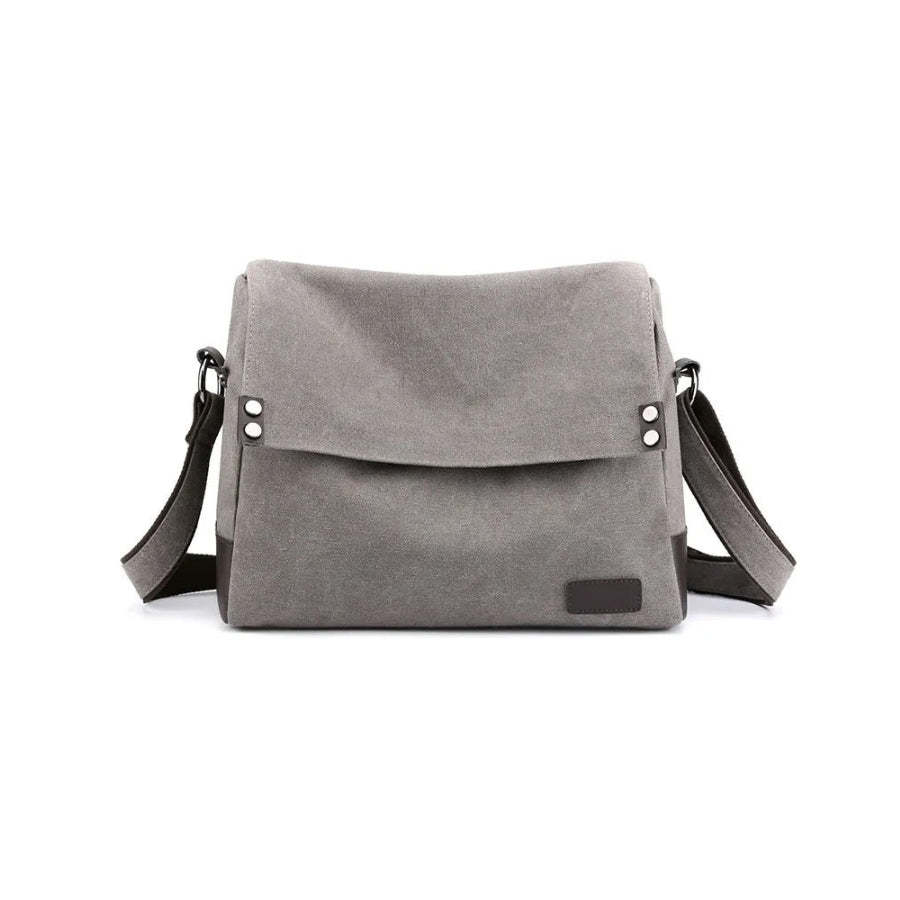 13.5" Vintage Black Canvas Messenger Bag