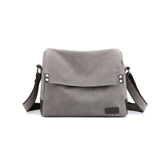 13.5" Vintage Black Canvas Messenger Bag