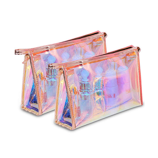 Holographic PVC Zipper Cosmetic Pouch Makeup Bag