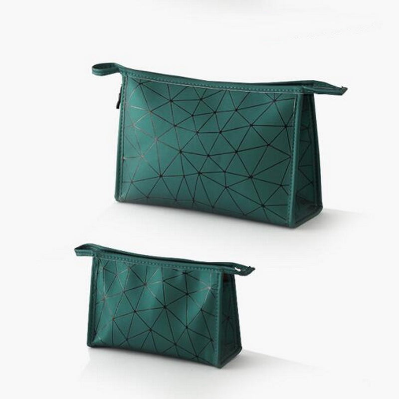 Pu Leather Geometric Makeup Brush Organizer Bag