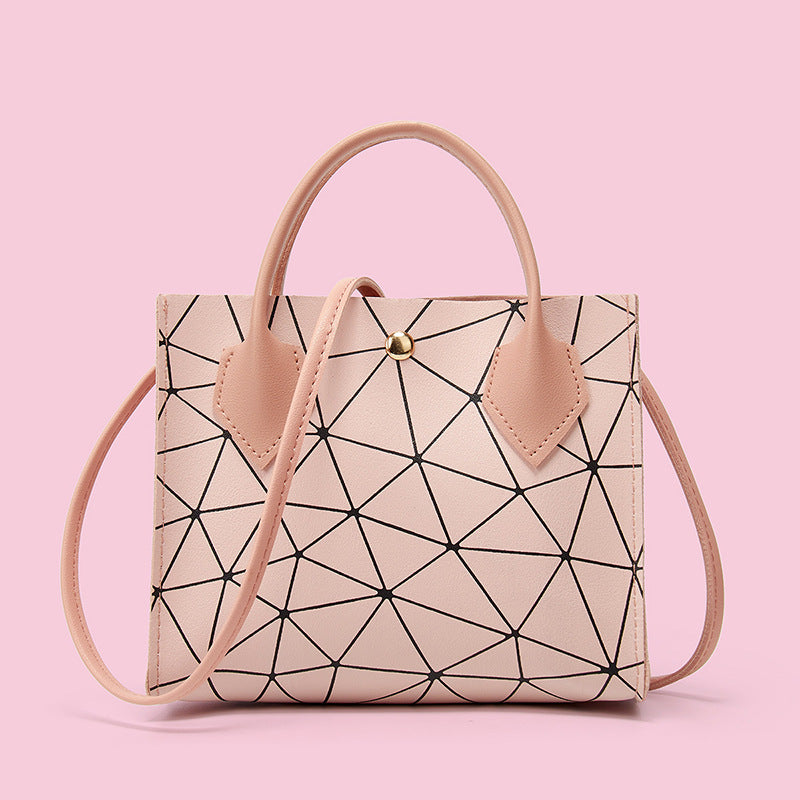 Mini Geometric Pattern Snap Button Satchel Bag