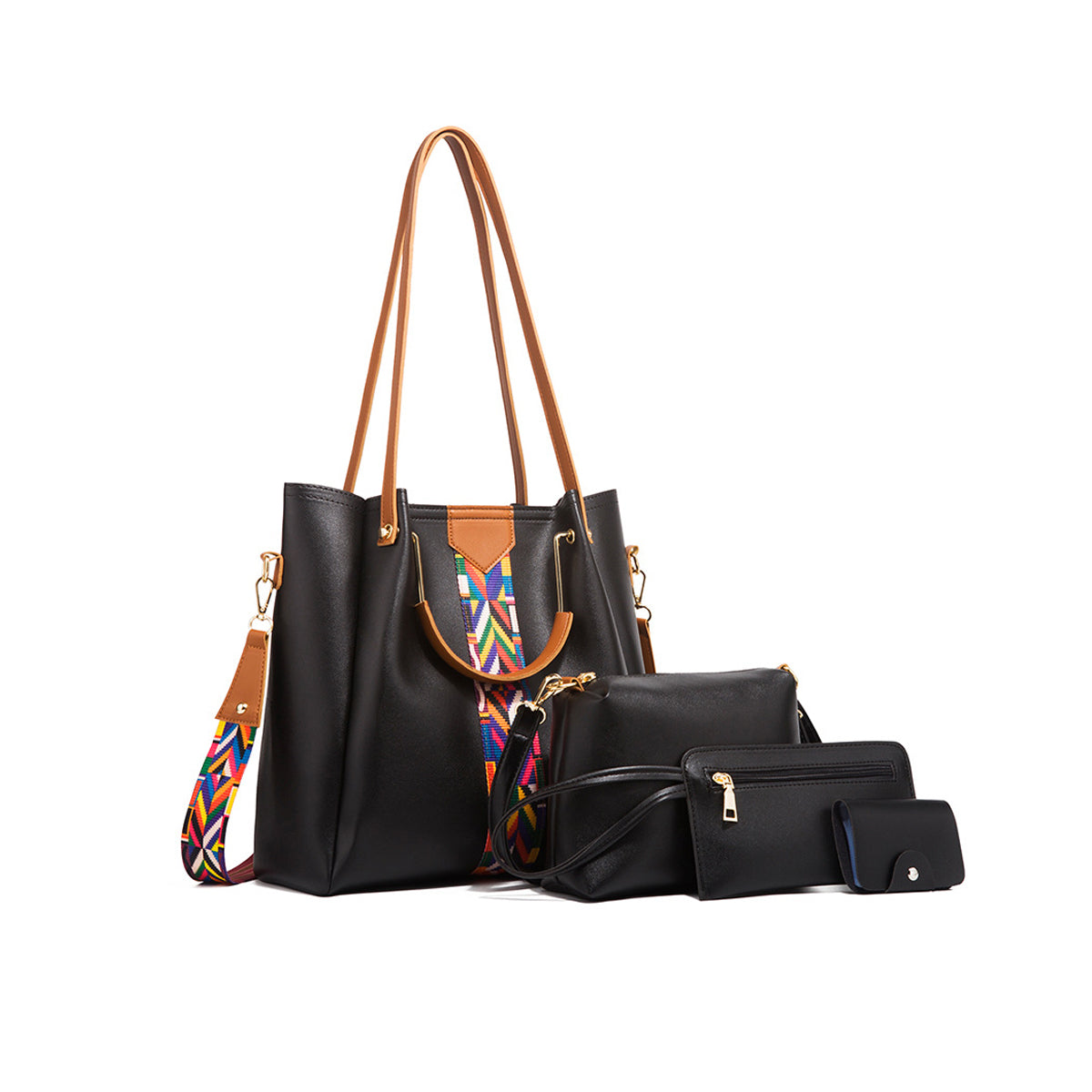4Pcs PU Clutch Retro Trend Ladies Bag Handbag