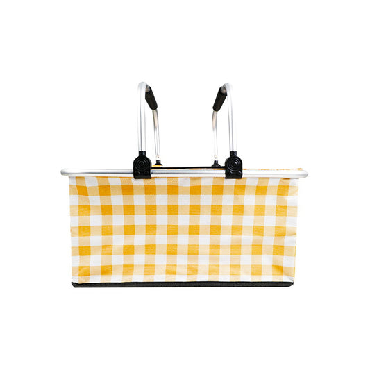 Outdoor Plaid Oxford Insulated Picnic Cooler Basket