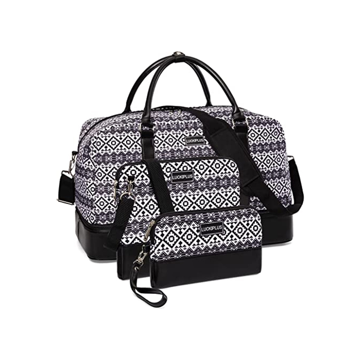 3Pcs Black Weekender Overnight Bags for Women