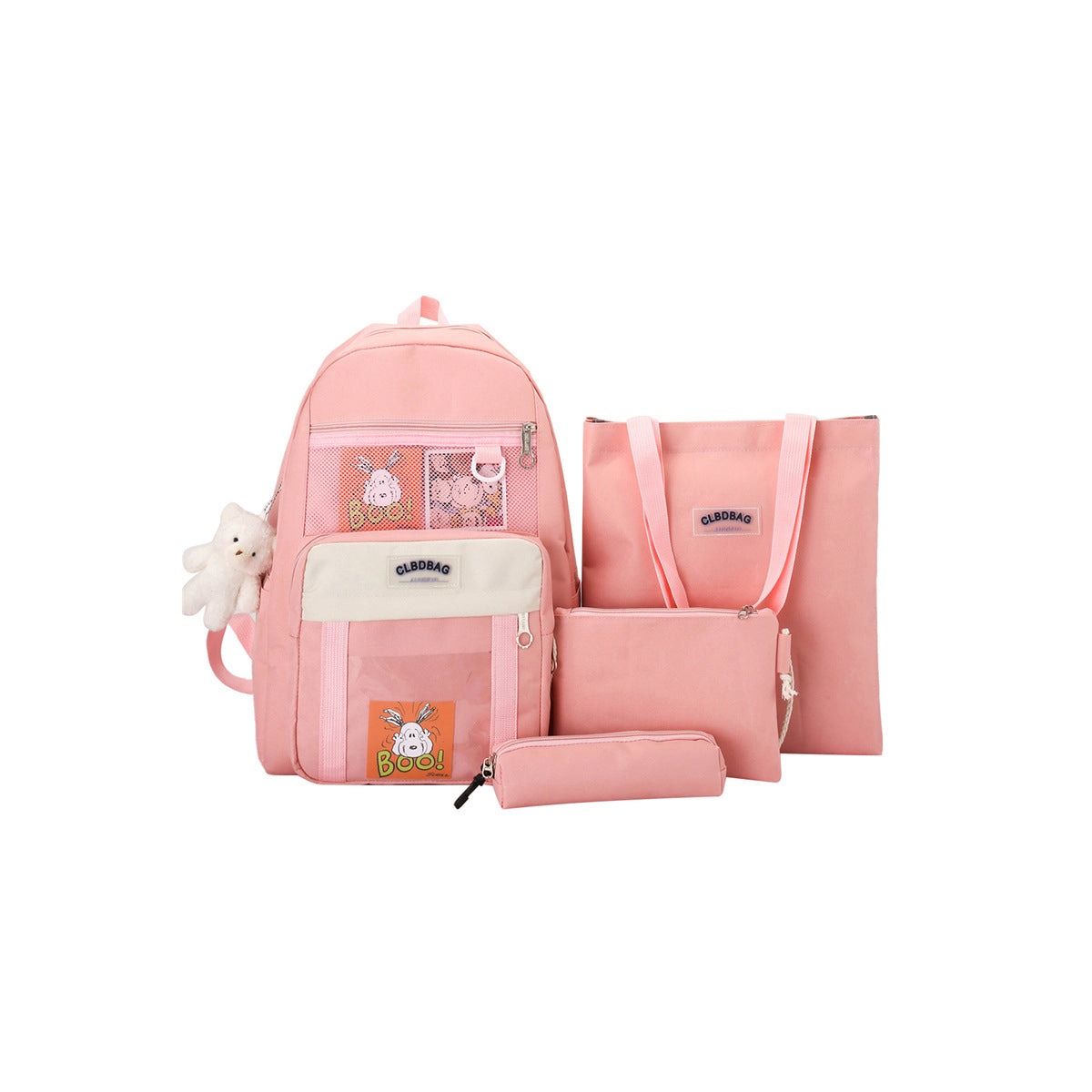 4Pcs Fashion Simple Student School Bag Campus Backpack