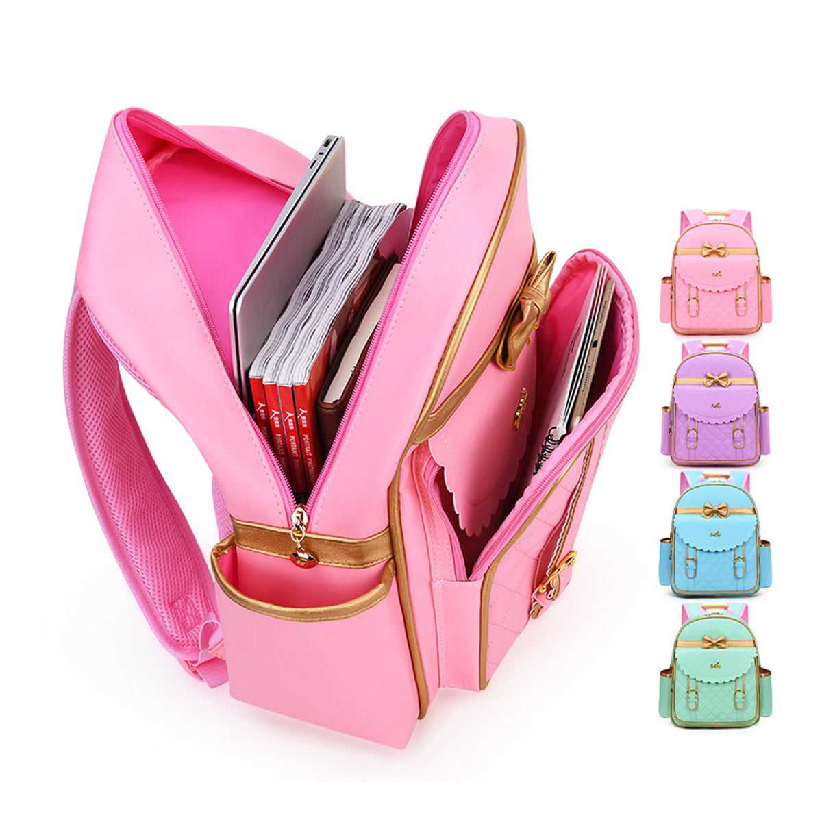 Children Princess Waterproof PU Backpack for Girls