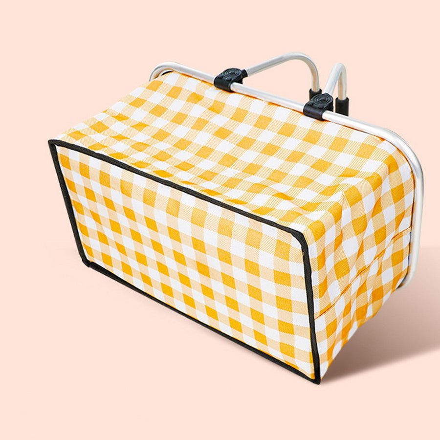 Outdoor Plaid Oxford Insulated Picnic Cooler Basket