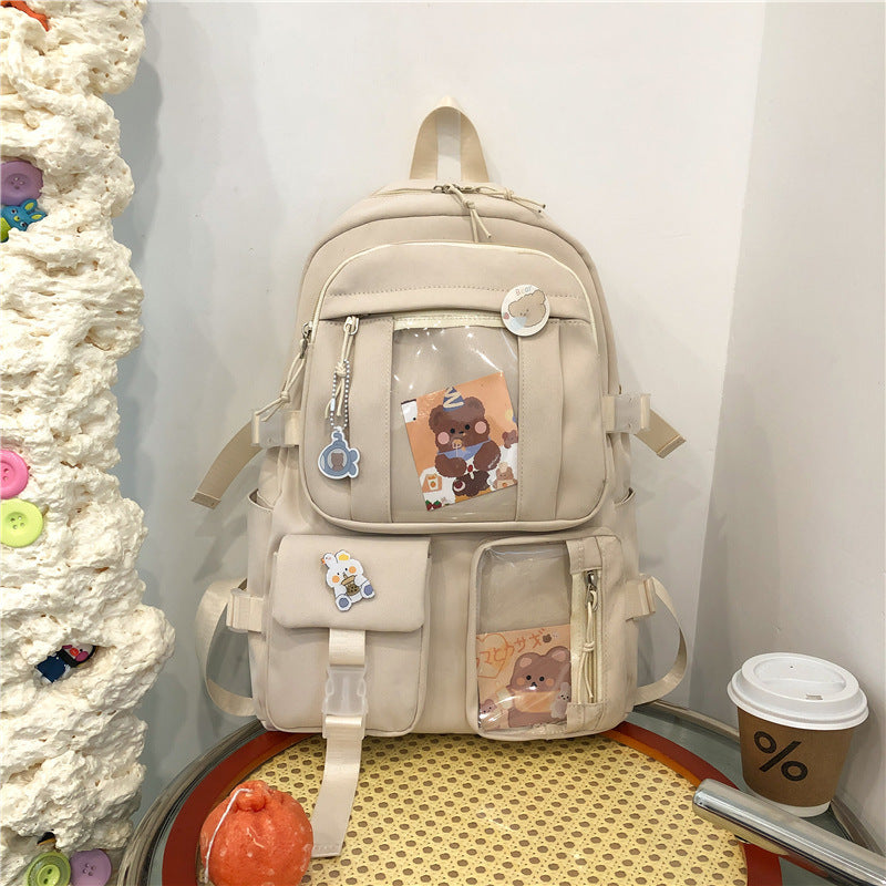 Backpack with Pins Kawaii School Backpack Cute Aesthetic Backpack