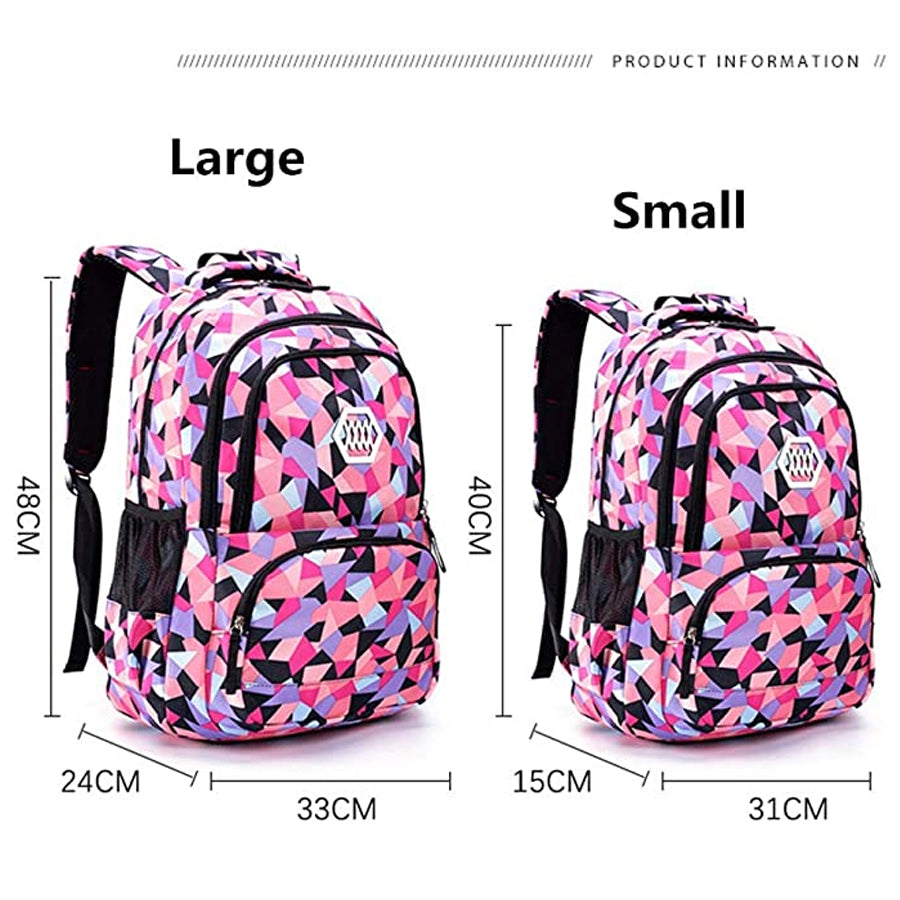 3 Pcs Geometric Print For Girls Boys School Backpacks