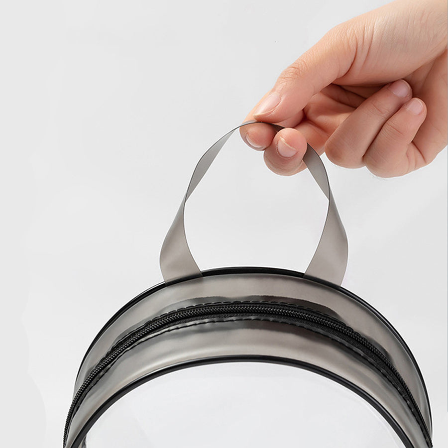 Water Resistant Small Round Makeup Bag With Zipper