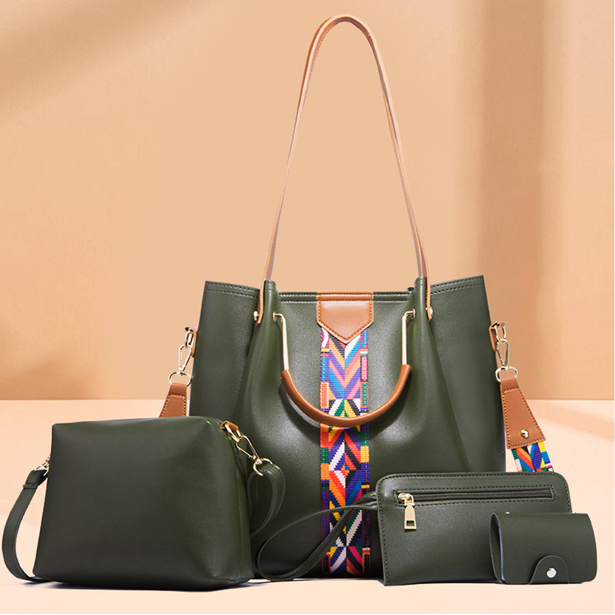4Pcs PU Clutch Retro Trend Ladies Bag Handbag