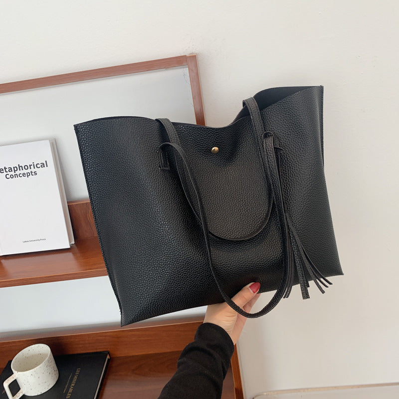 Women's Soft Faux Leather Tote Shoulder Bag