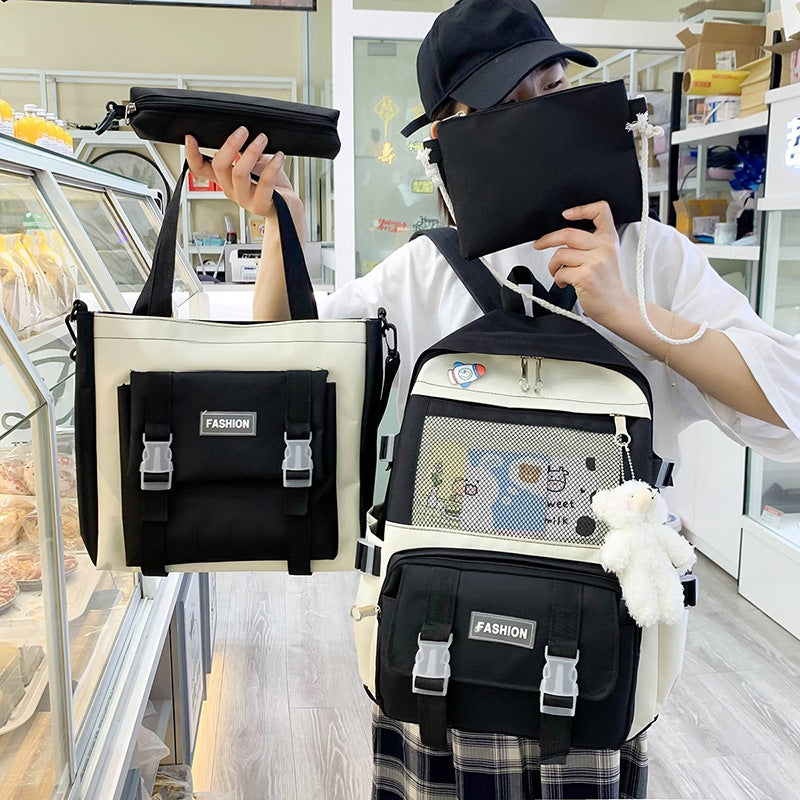 4Pcs Fashion Schoolbag Student Backpack