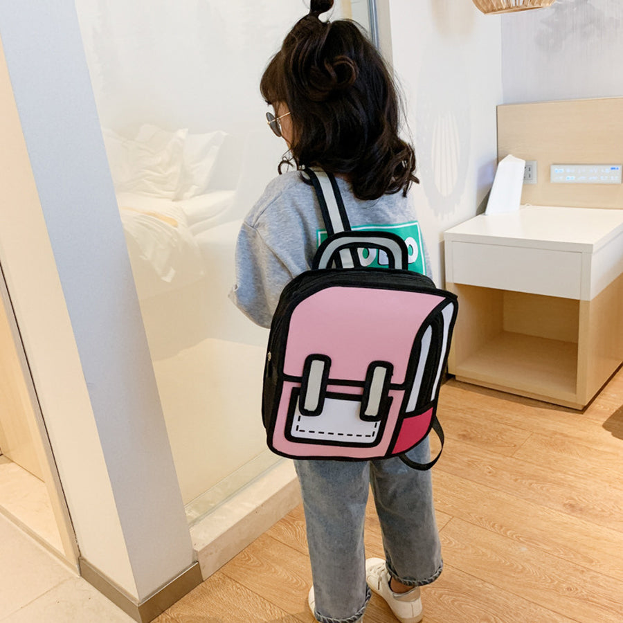 Two-dimensional 3d multifunctional student backpack