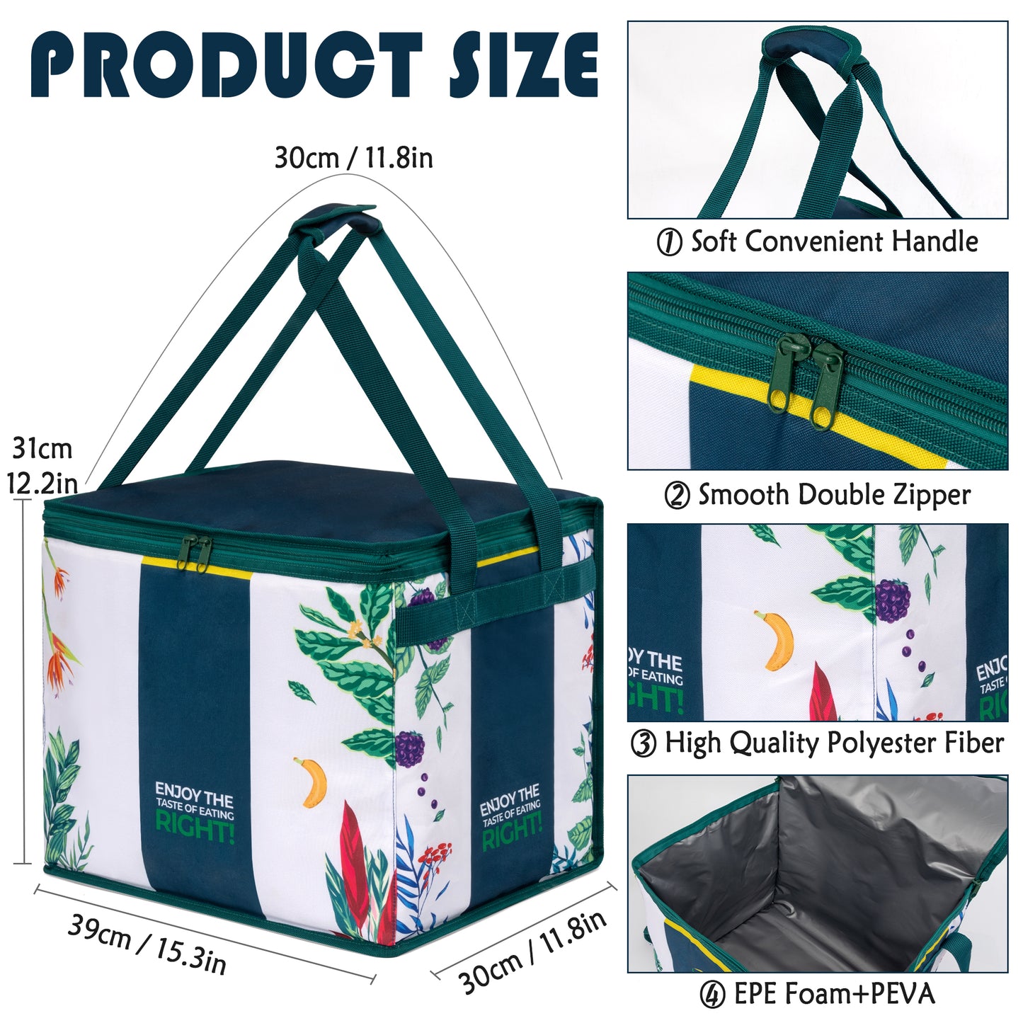 Large Insulated Reusable Grocery Bag
