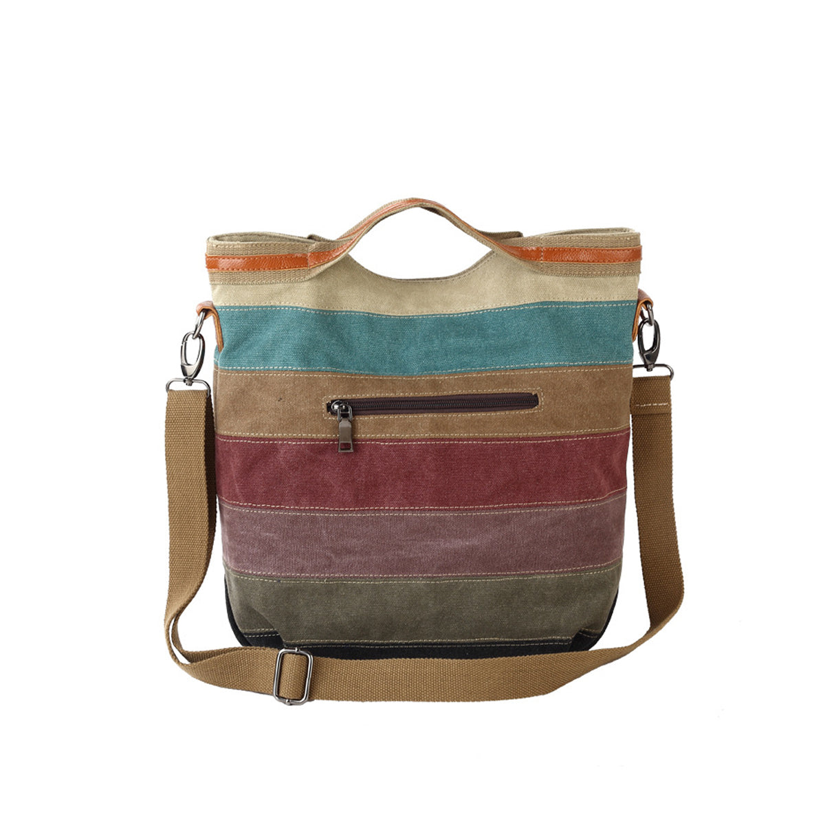 Multi-Color Striped Lattice Cross Body Shoulder Purse Bag Tote-Handbag