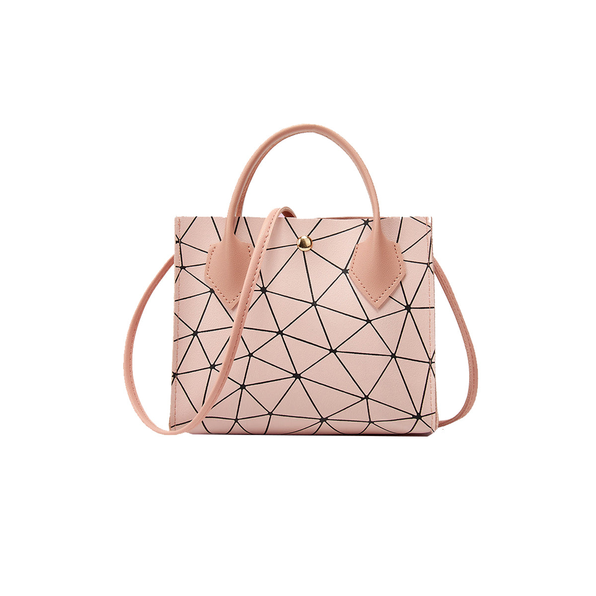 Mini Geometric Pattern Snap Button Satchel Bag