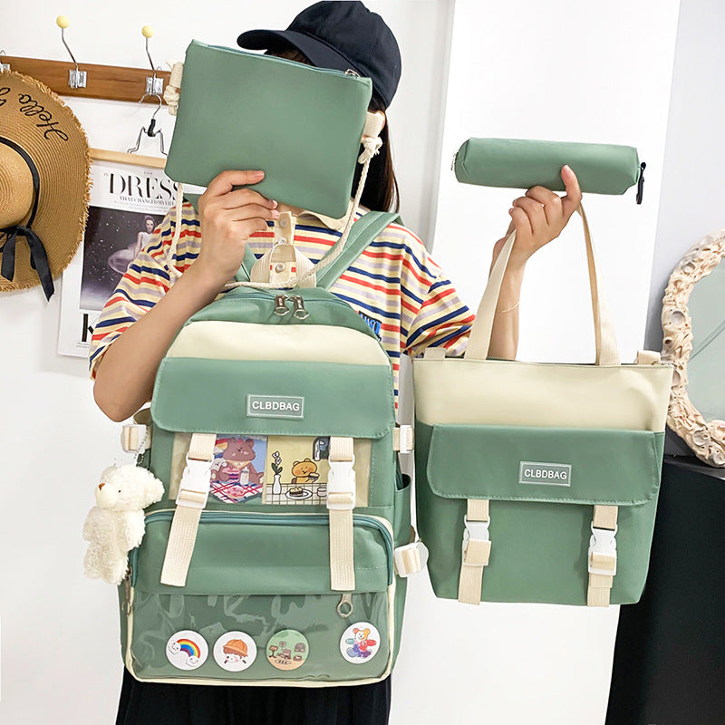 4 Pcs Rucksack Campus Student Schoolbag
