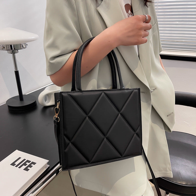 Diamond Grid Tote Large Capacity One-Shoulder Crossbody Bag
