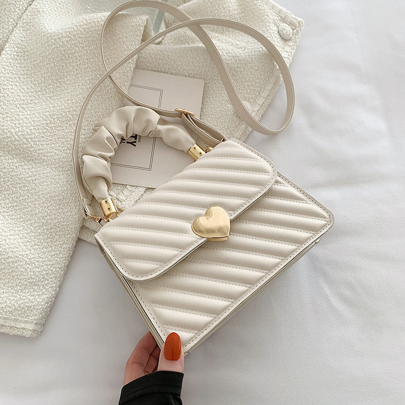 Heart Decor Snap Button Square Bag