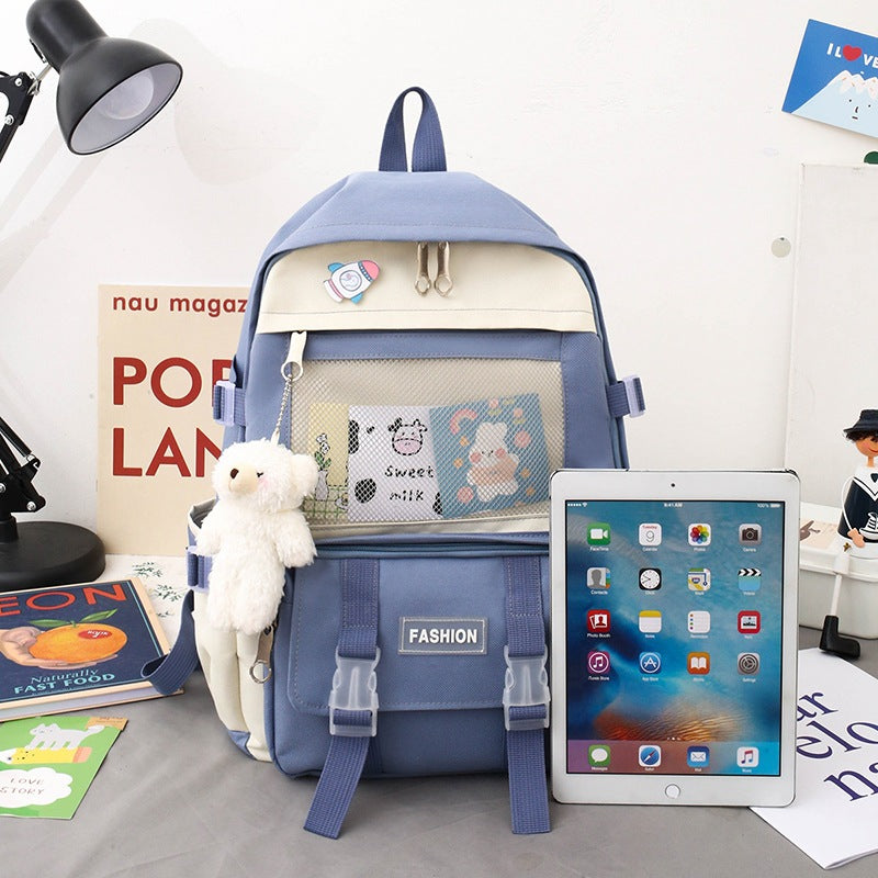4Pcs Fashion Schoolbag Student Backpack